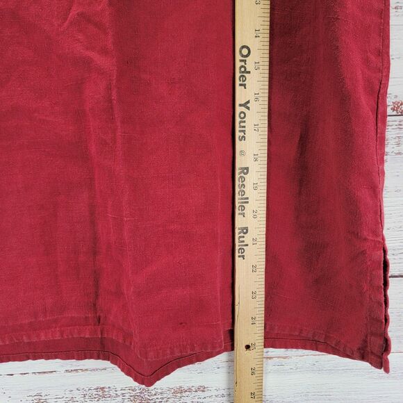 FLAX Size P 100% Linen Bias Round Neck Tank in Red Sleeveless Round Neck Top - Picture 2 of 8